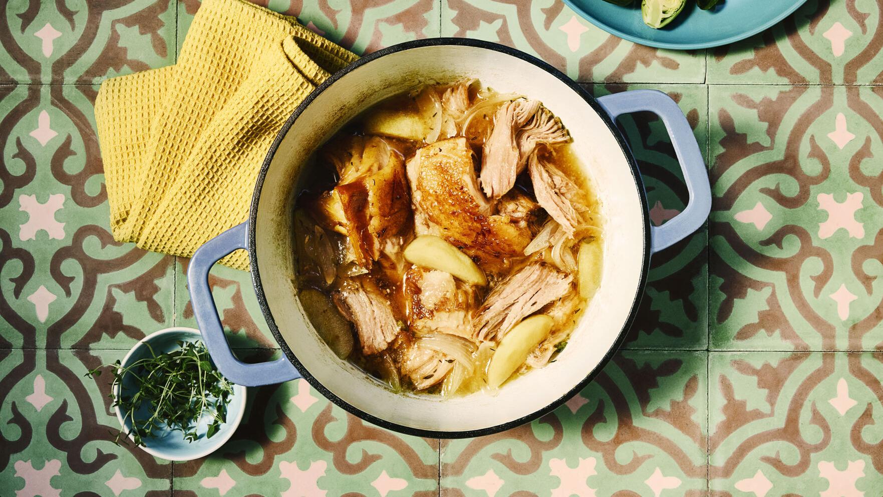 One pot wonder: Tender Apple Cider Braised Pork Shoulder